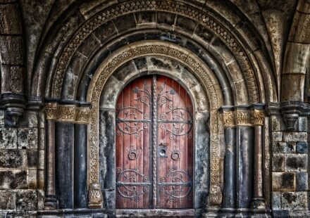 An elaborate doorway set in five nested arches. Behind-the-screens at MetPub!
