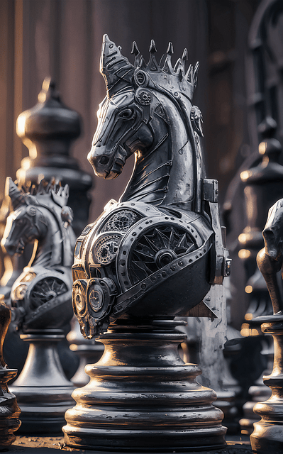 Am upright chess piece knight cast in pewter, with armor. It's the knights of the Guardian Paladin who protect Par-Isen, Menelon's holy land.