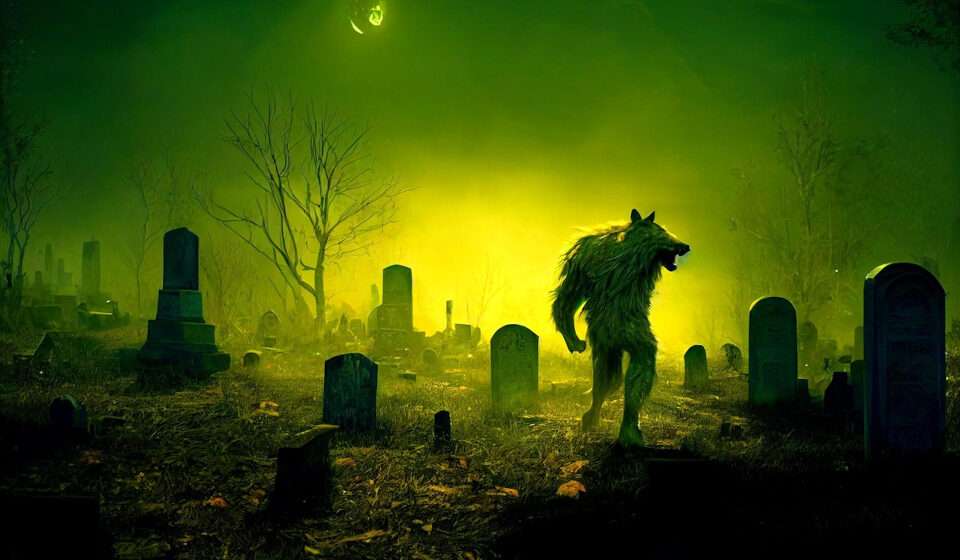 What Does Lycanthropy Mean? The Werewolf Legend, Explained A lycanthrope prowls a fog-shrouded graveyard under a sickly green moon — exactly the kind of night you don’t want to meet one.